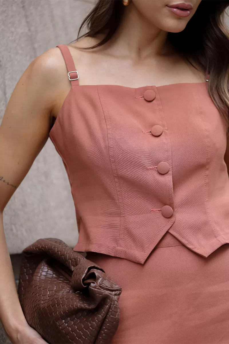 Miss Misses - Naiara Shirt with EC Straps and Caramel Buttons - 54505134