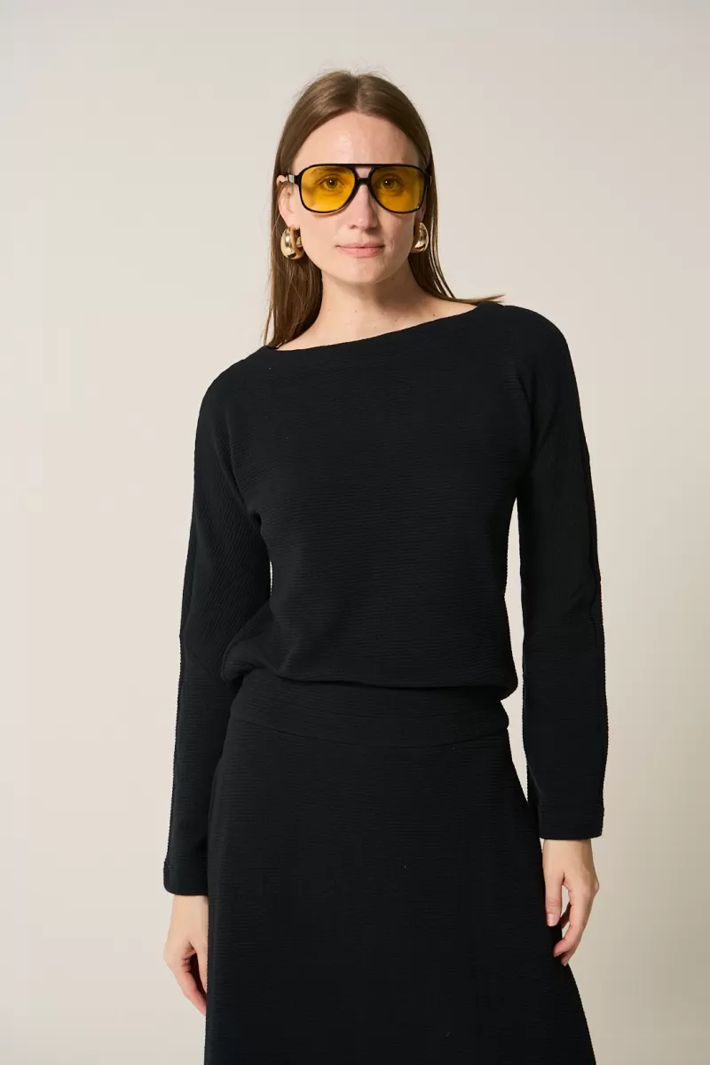 Hidrogênio - BLUSA MANGA EVASÊ C/ OMBRO CAIDO PRETO - 20313001