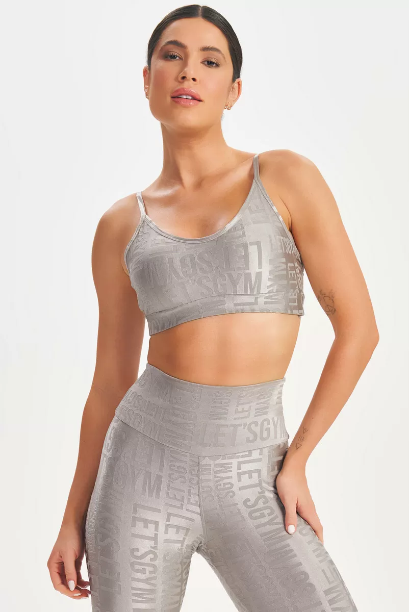 Lets Gym - Top Velvet Name Gray - 2627CZ