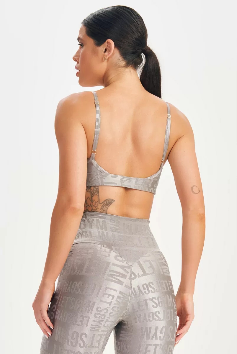 Lets Gym - Top Velvet Name Gray - 2627CZ