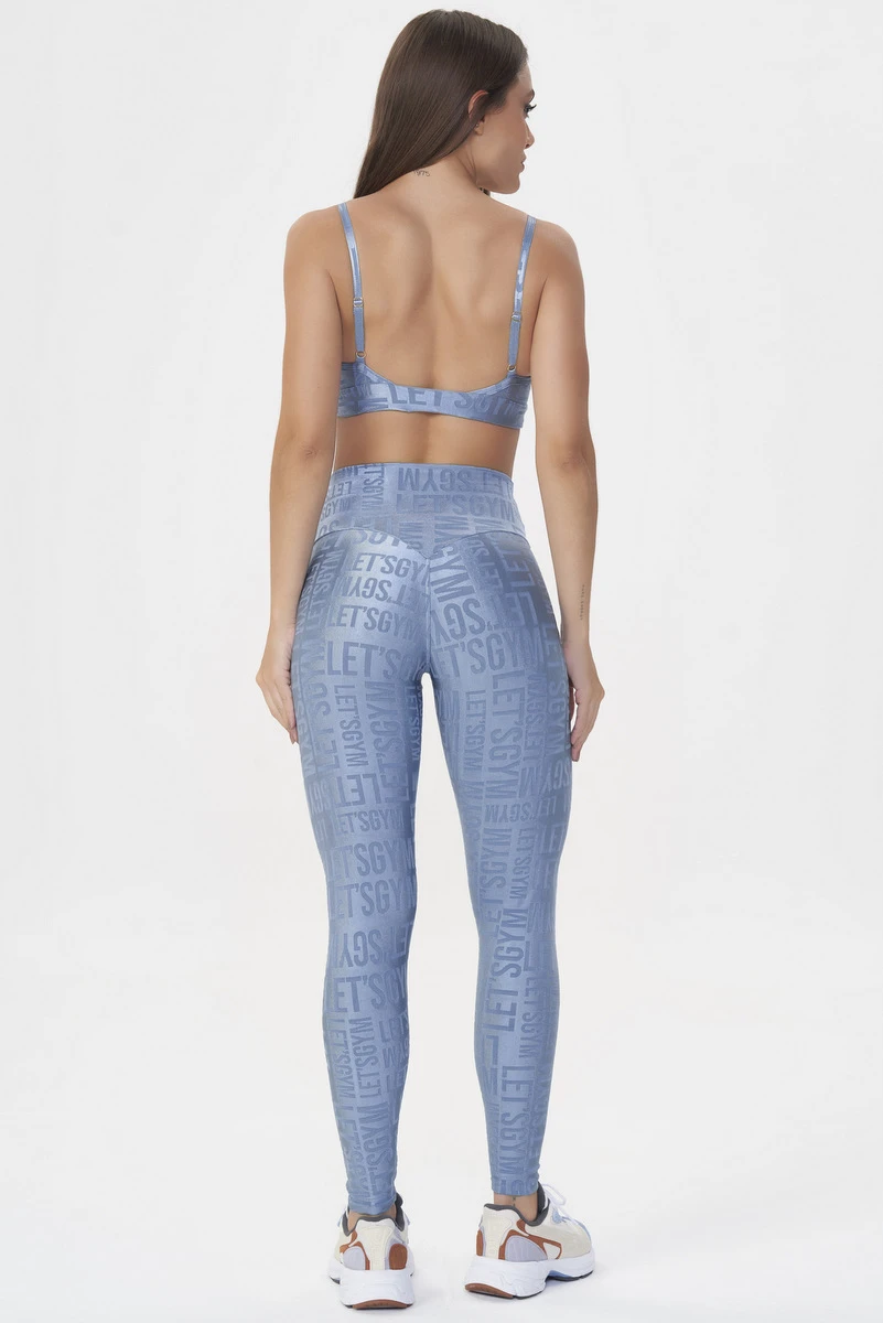 Lets Gym - Top Velvet Name Azul Vintage - 2627AZ