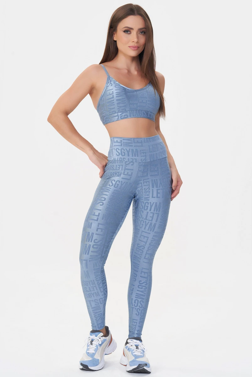 Lets Gym - Top Velvet Name Azul Vintage - 2627AZ