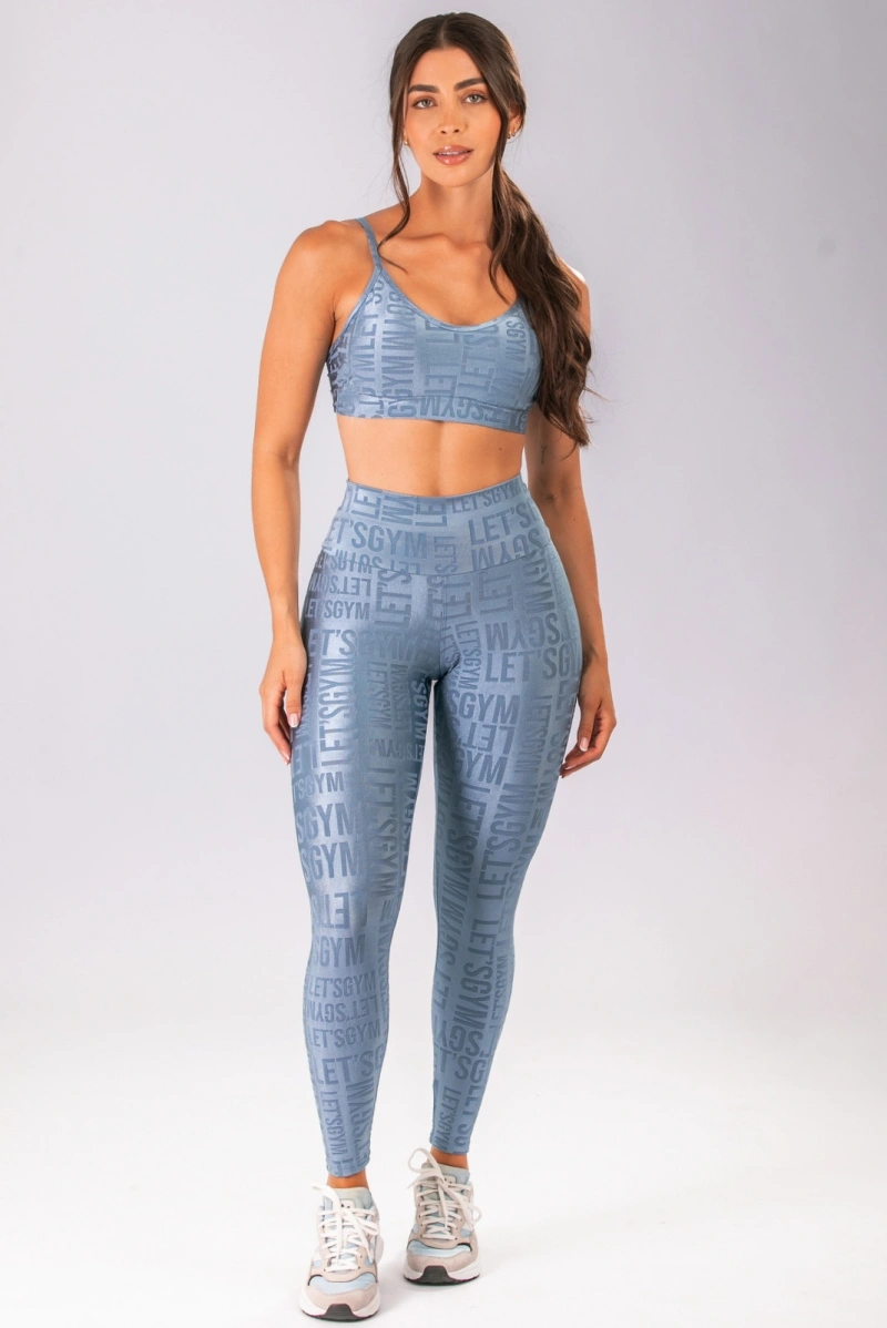 Lets Gym - Top Velvet Name Azul Vintage - 2627AZ