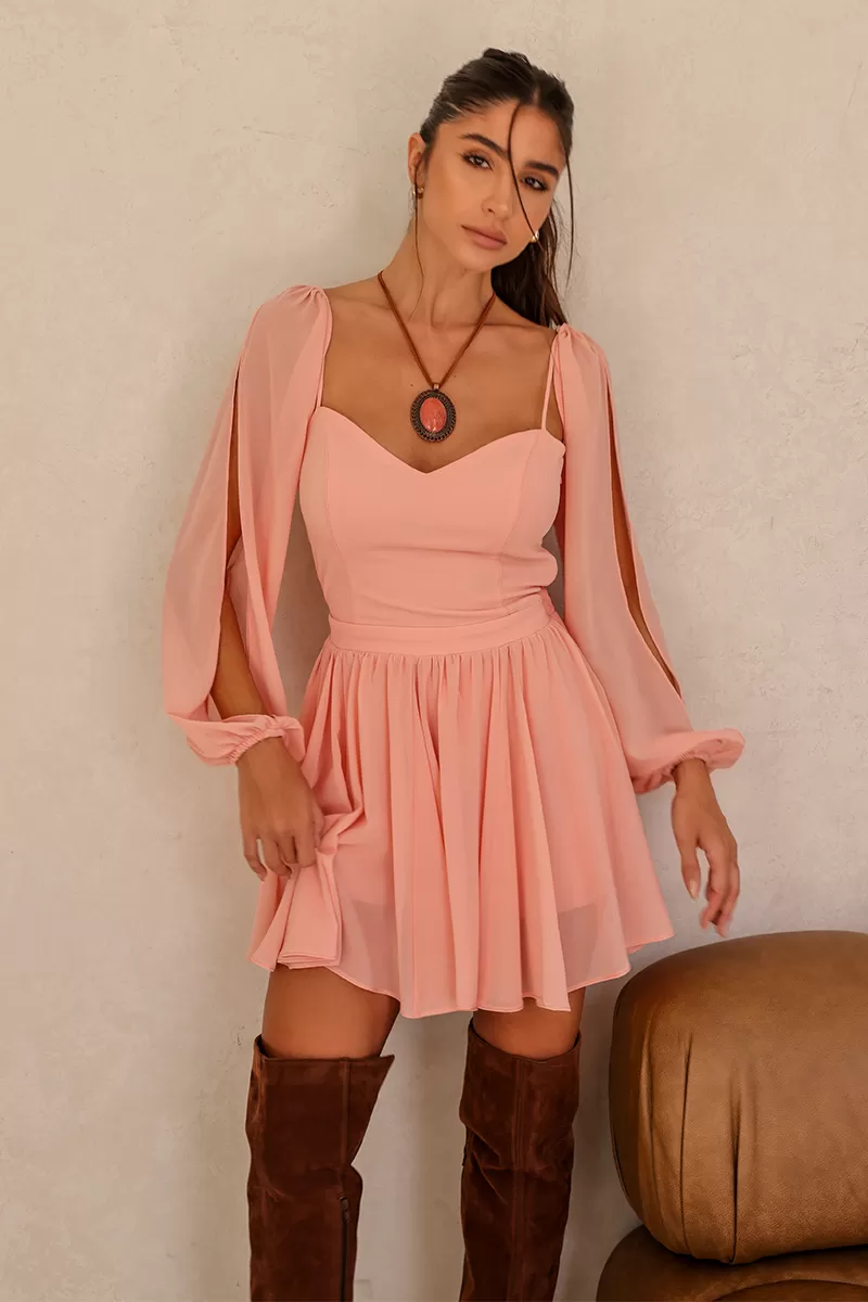 Dot Clothing - Dot Clothing Hanna Removable Sleeve Light Pink Romper - 2629ROSA