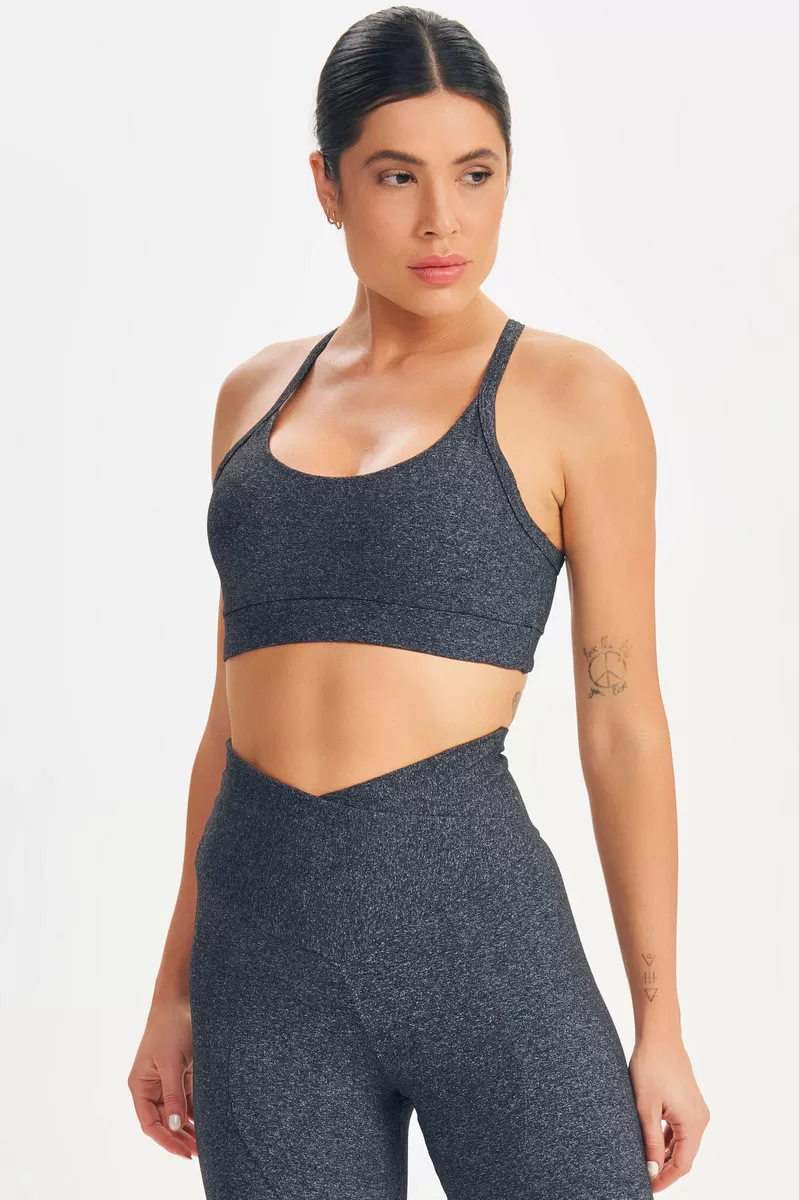 Lets Gym - Top Basic Fusion Cinza Mescla - 2616ME