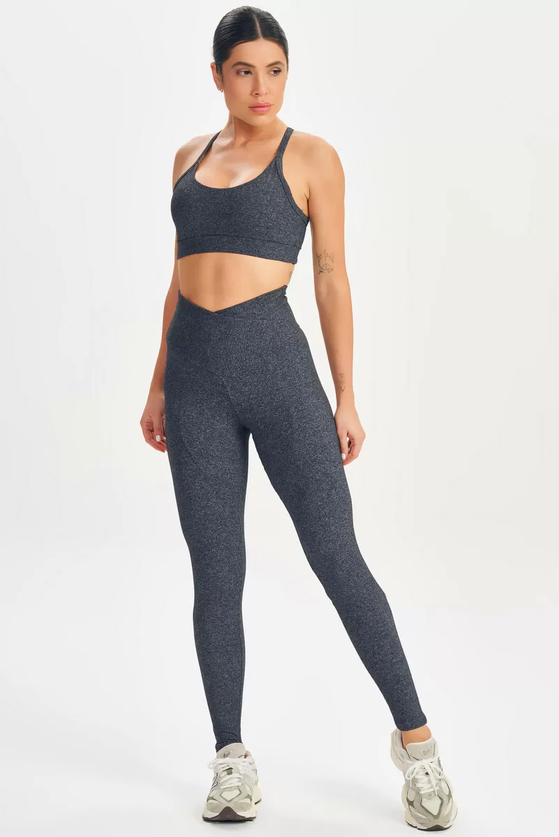 Lets Gym - Top Basic Fusion Cinza Mescla - 2616ME