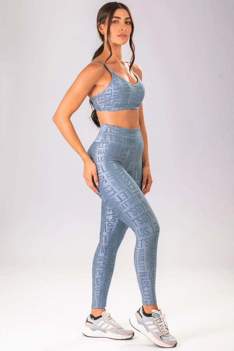 Lets Gym - Legging Velvet Name Azul Vintage - 2628AZ