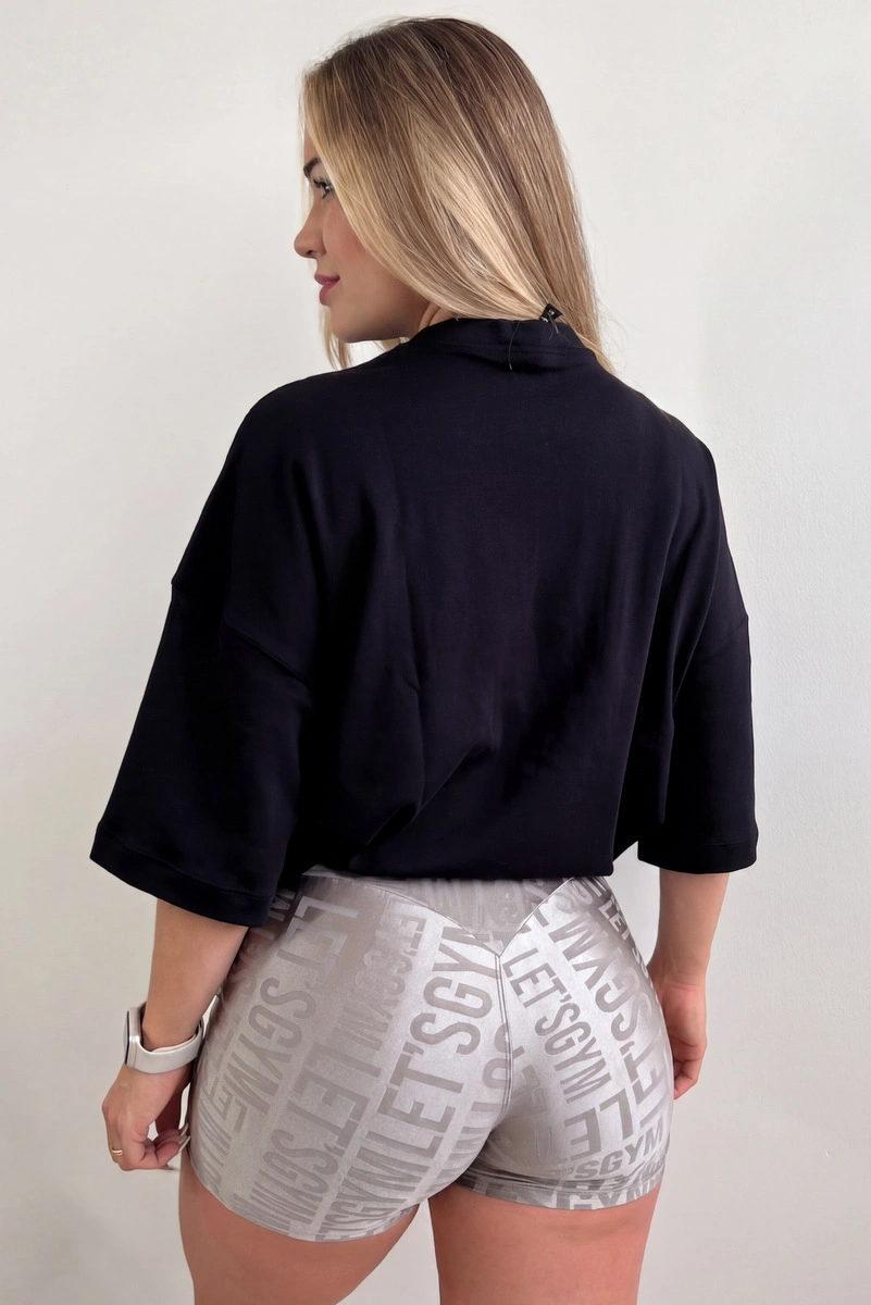 Lets Gym - Camiseta Oversized Basic Flex Preta - 2626PT