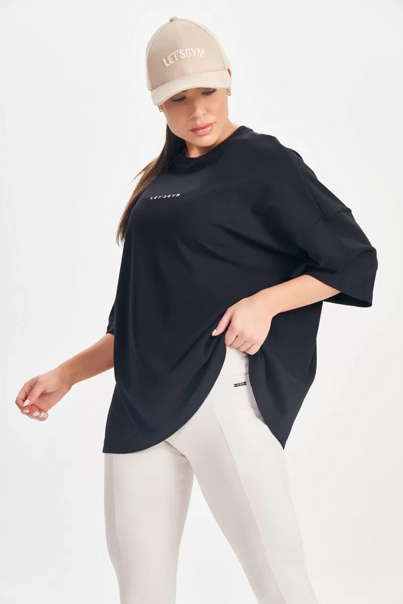 Lets Gym - Camiseta Oversized Basic Flex Preta - 2626PT