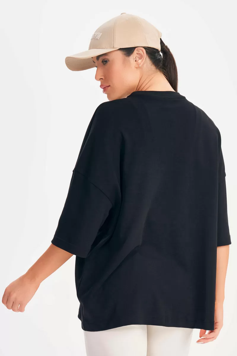 Lets Gym - Camiseta Oversized Basic Flex Preta - 2626PT