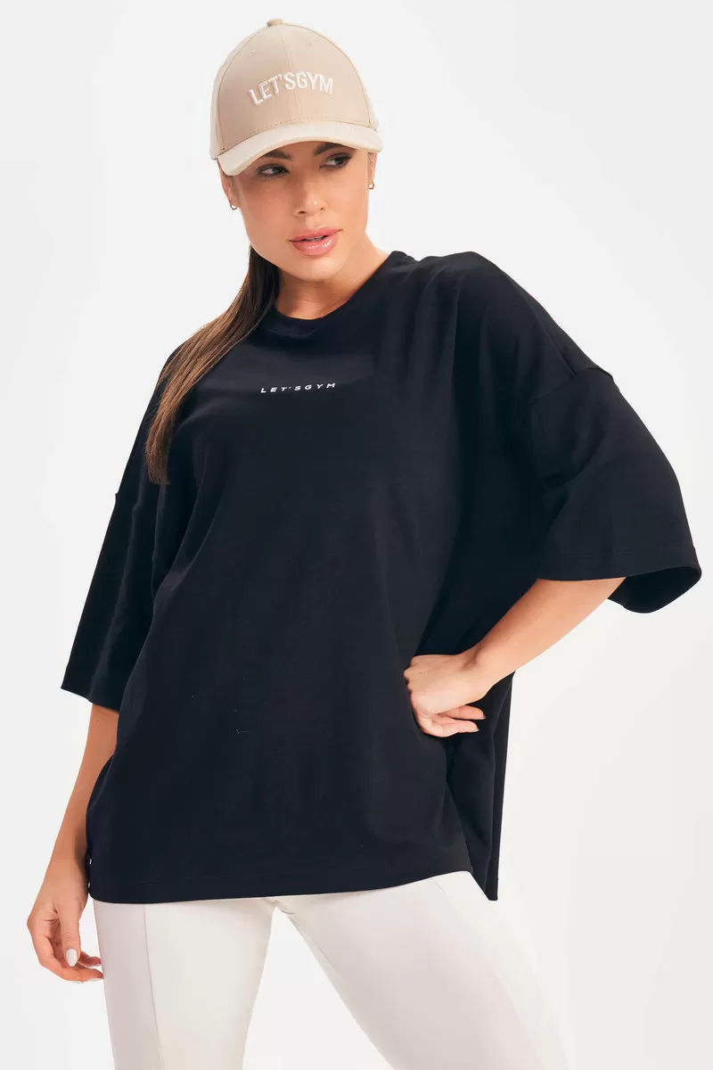 Lets Gym - Camiseta Oversized Basic Flex Preta - 2626PT