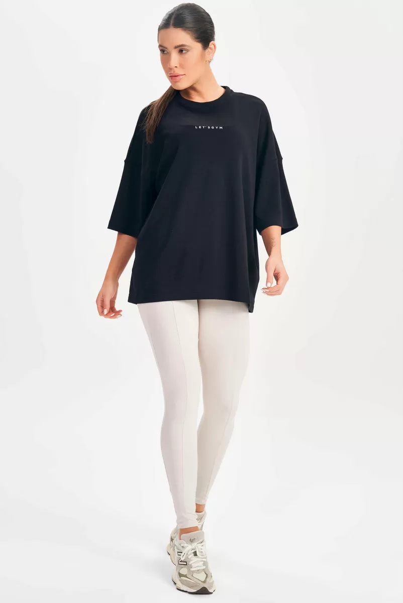 Lets Gym - Camiseta Oversized Basic Flex Preta - 2626PT