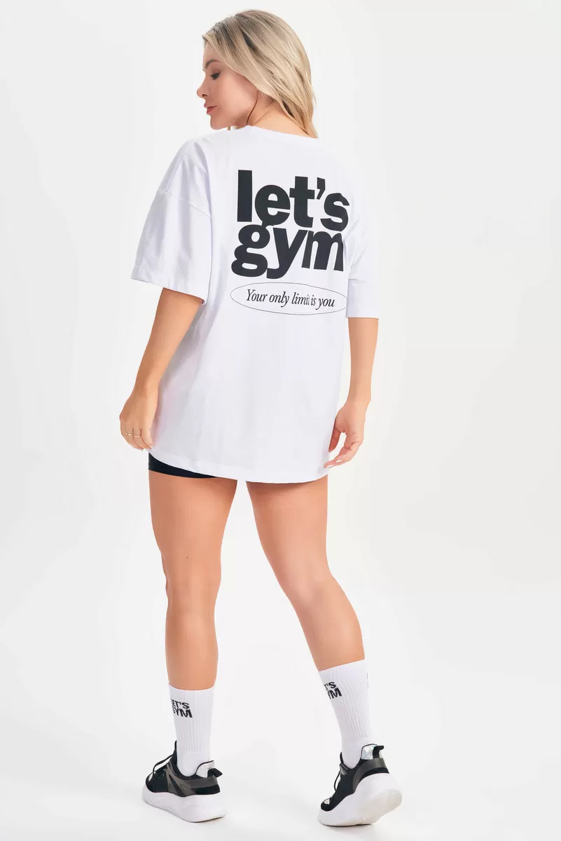 Lets Gym - Camiseta Oversized Only Limit Branco - 2693BR