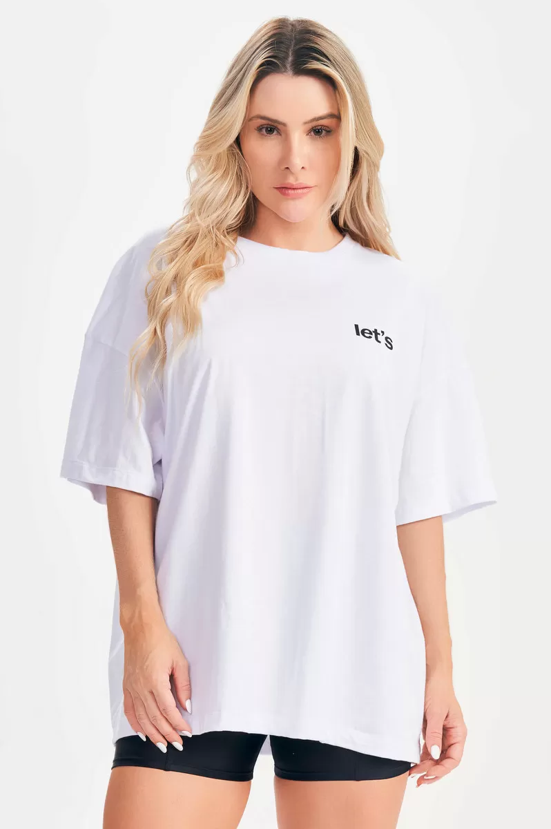Lets Gym - Camiseta Oversized Only Limit Branco - 2693BR