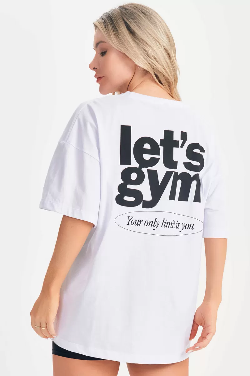 Lets Gym - Camiseta Oversized Only Limit Branco - 2693BR