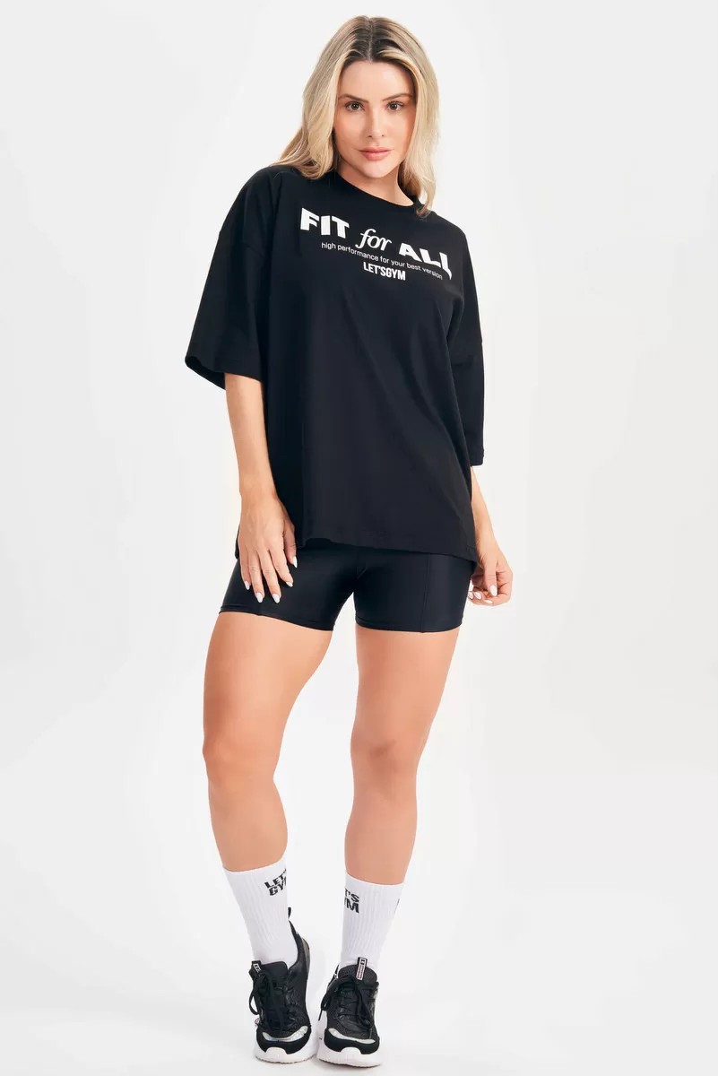 Lets Gym - Camiseta Oversized Fit For All Preto - 2694PT