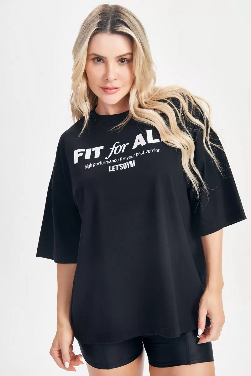 Lets Gym - Camiseta Oversized Fit For All Preto - 2694PT