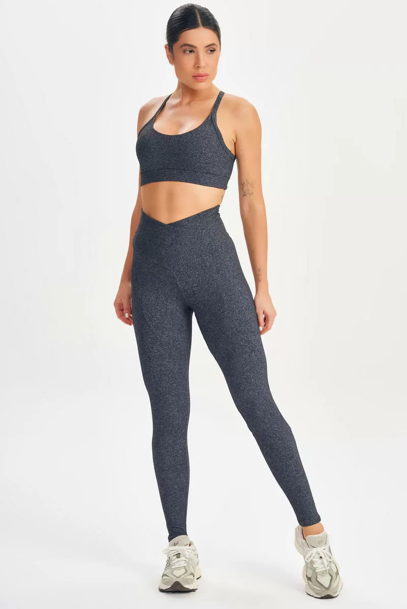 Lets Gym - Legging Basic Fusion Mescla Escuro - 2617ME