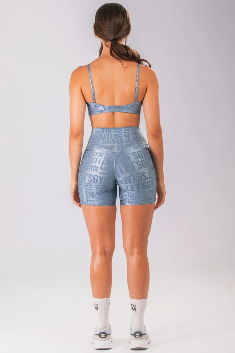 Lets Gym - Shorts Velvet Name Azul Vintage - 2629AZ