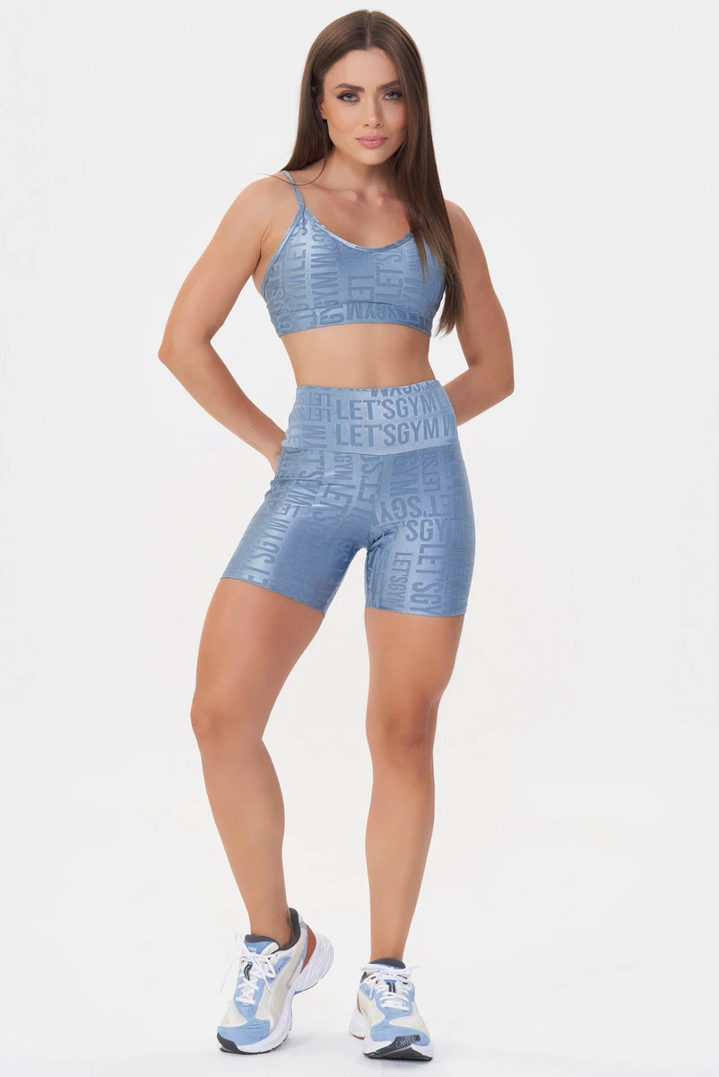 Lets Gym - Shorts Velvet Name Azul Vintage - 2629AZ