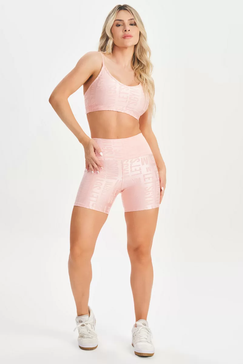 Lets Gym - Shorts Velvet Name Rose - 2629RS