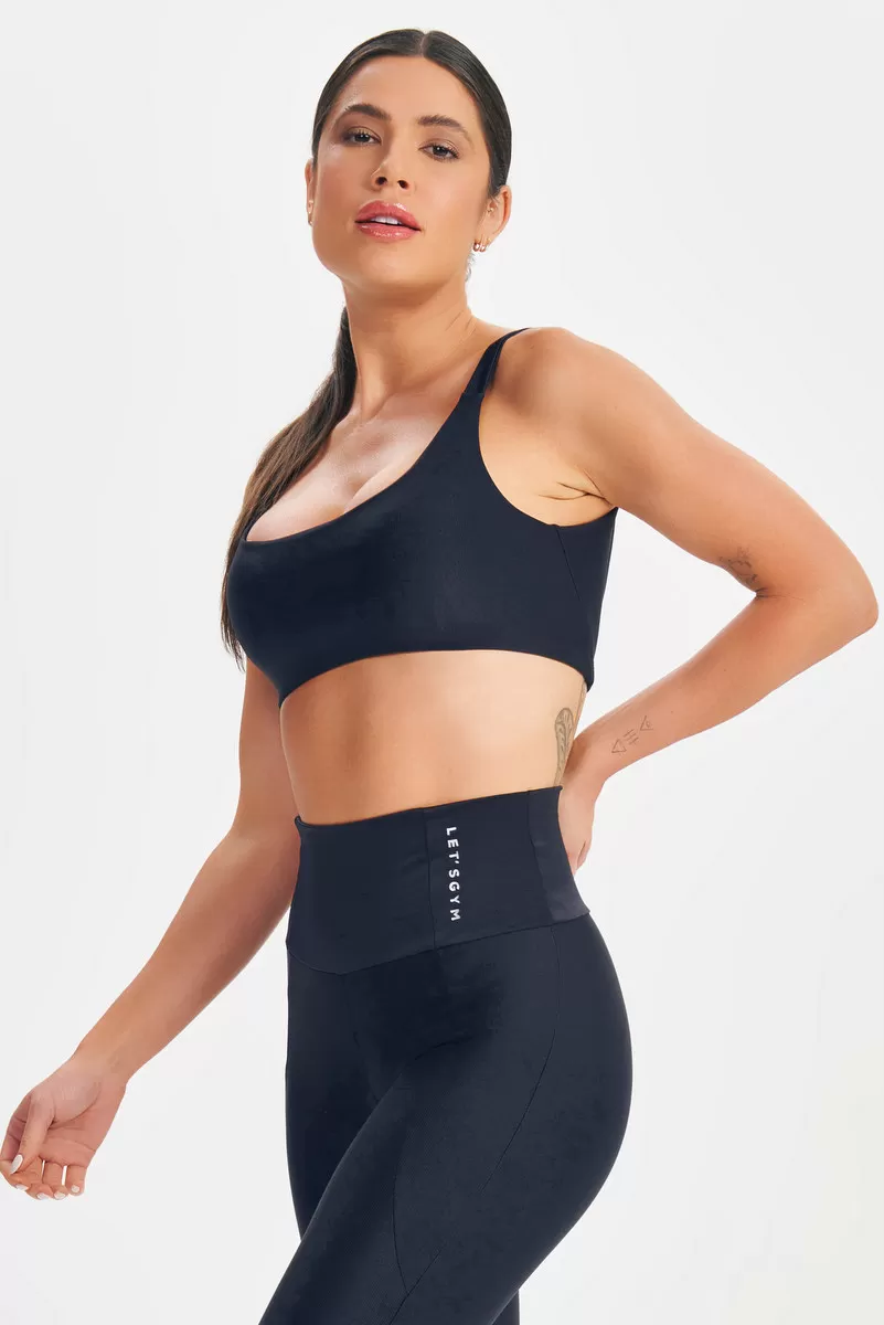 Lets Gym - Black Minimal Bold Top - 2572PT