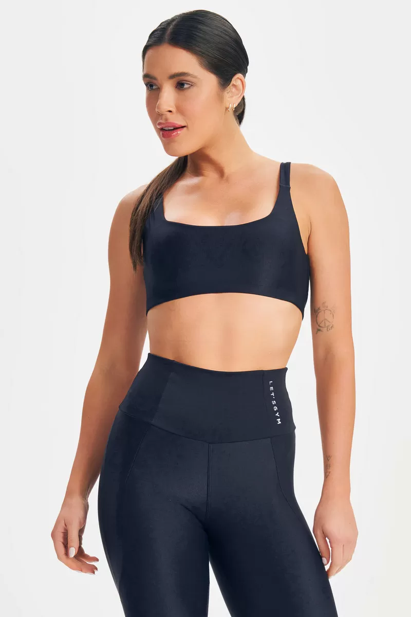 Lets Gym - Black Minimal Bold Top - 2572PT