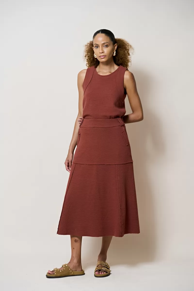 Hidrogênio - SAIA MIDI A FIO MARROM - 20377031