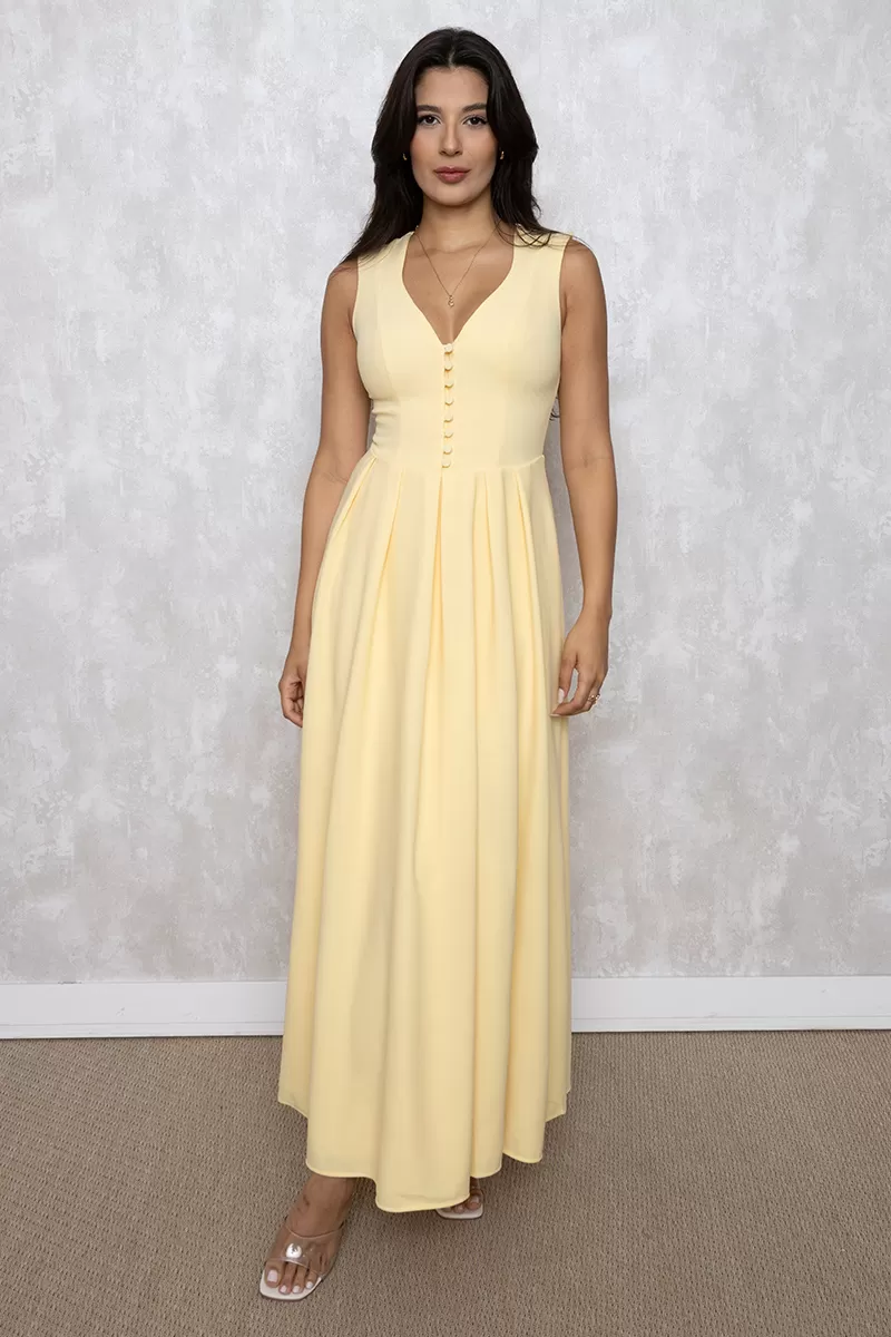 Dot Clothing - Dress Midi Dot Clothing Clara Det Yellow Buttons - 2641AMARELO