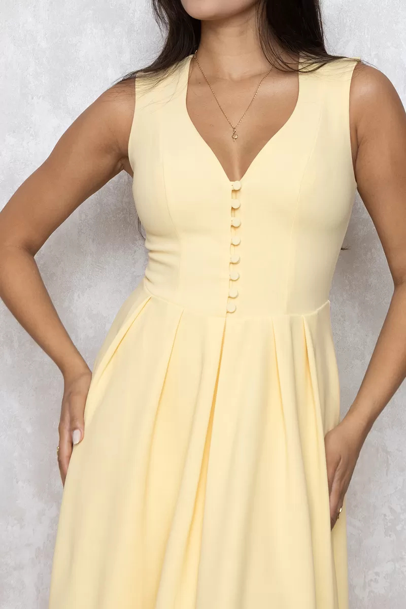 Dot Clothing - Dress Midi Dot Clothing Clara Det Yellow Buttons - 2641AMARELO