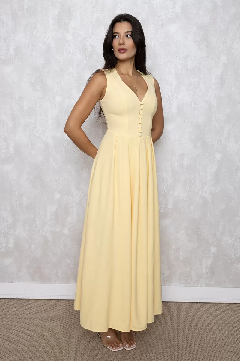 Dot Clothing - Dress Midi Dot Clothing Clara Det Yellow Buttons - 2641AMARELO