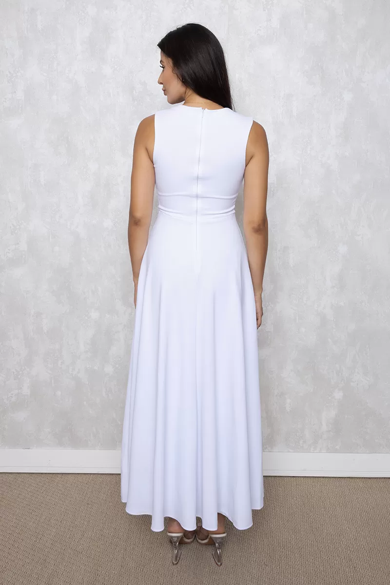 Dot Clothing - Dot Clothing Clara Det Buttons White Midi Dress - 2641BRANCO