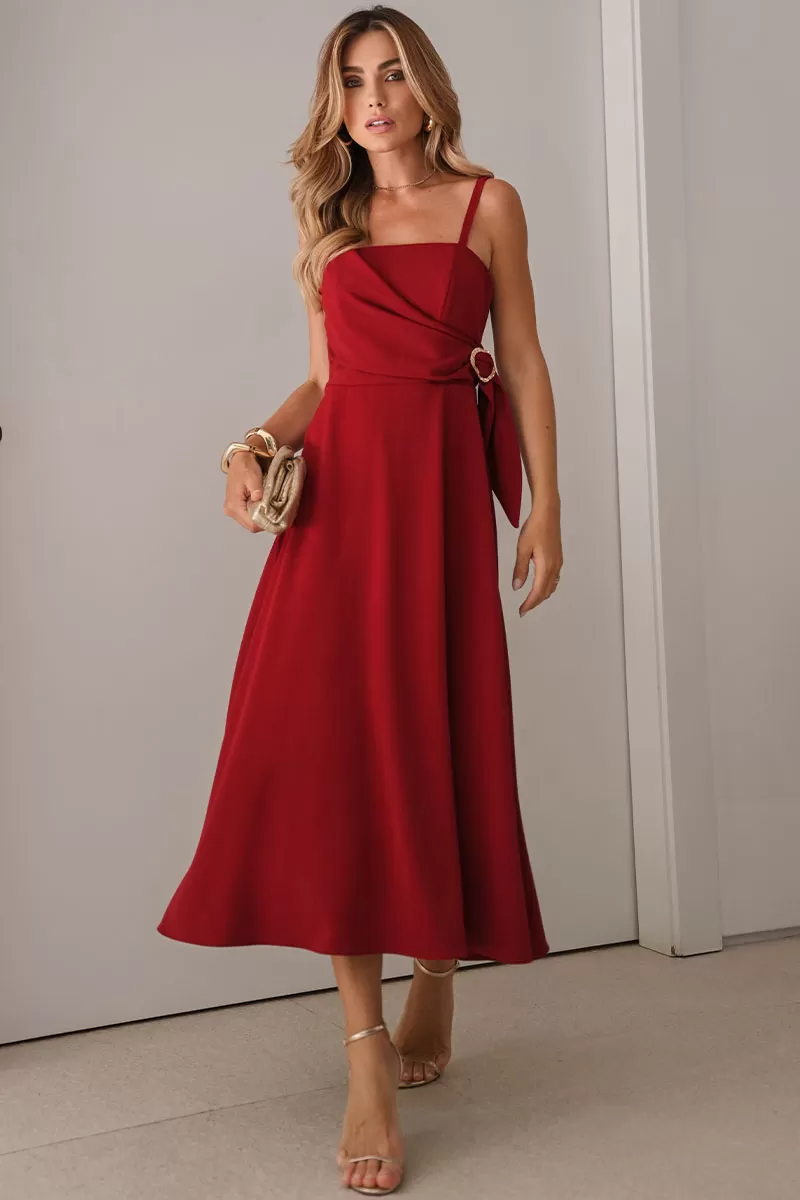 Miss Misses - Luciana Wrap Dress with Wine Buckle Detail - 54500006