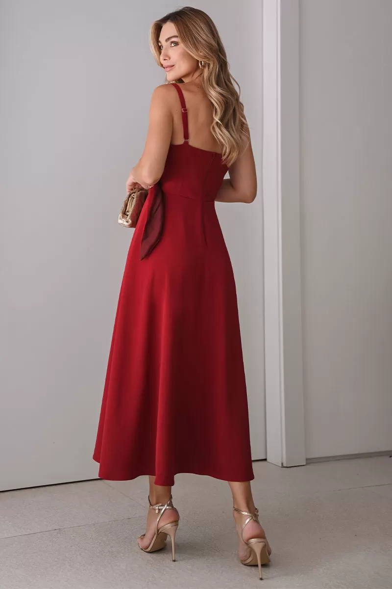 Miss Misses - Luciana Wrap Dress with Wine Buckle Detail - 54500006