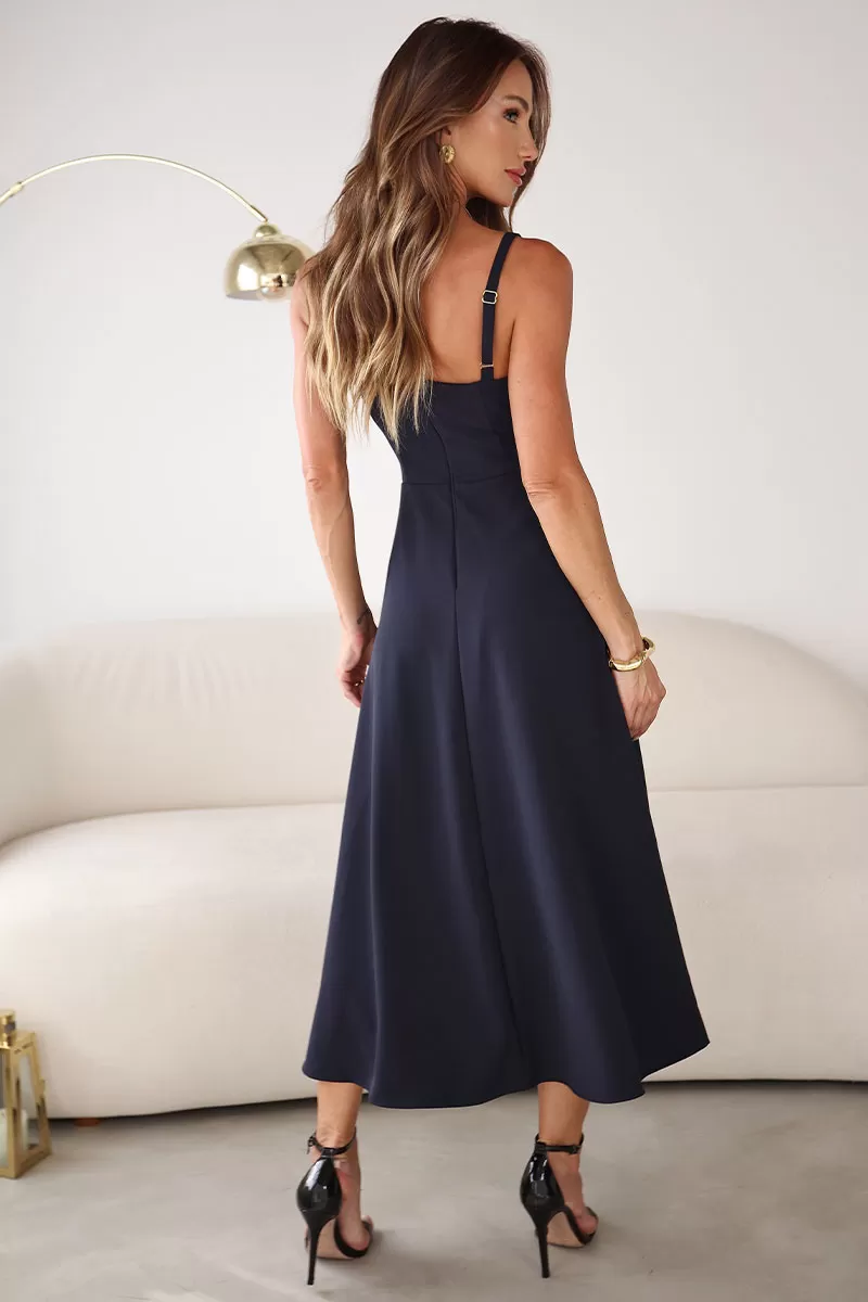 Miss Misses - Vestido Luciana Transpassado C/ Detalhe Fivela Marinho - 54500004