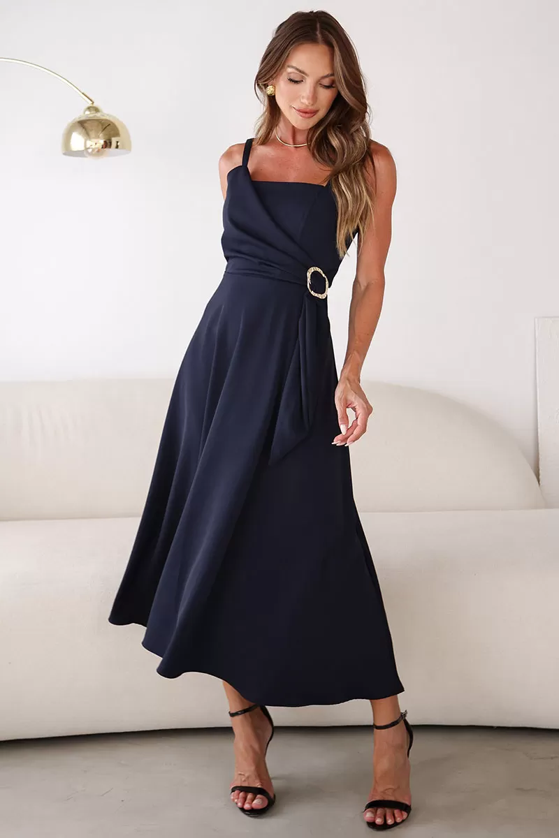 Miss Misses - Vestido Luciana Transpassado C/ Detalhe Fivela Marinho - 54500004