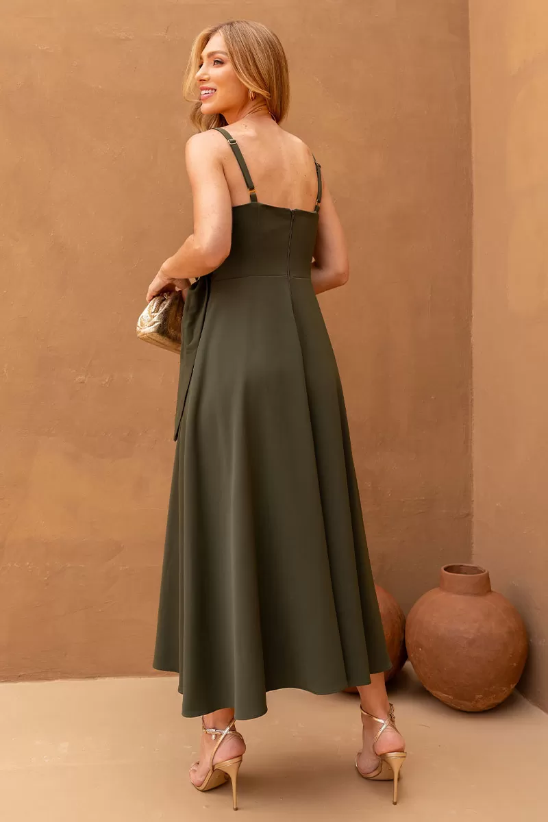 Miss Misses - Luciana Wrap Dress with Green Buckle Detail - 54500023