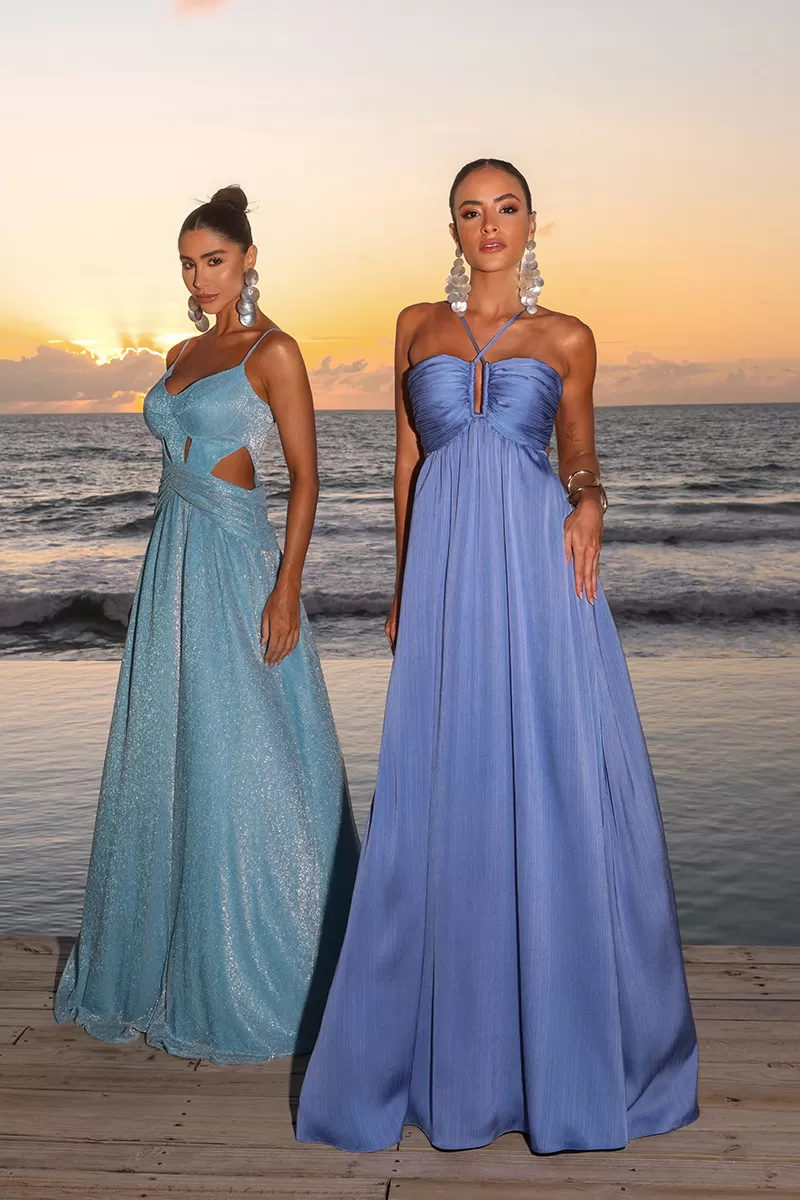 Dot Clothing - Long Dress Dot Clothing Mirabel Lurex Azul Serenity - 2561SERENITY