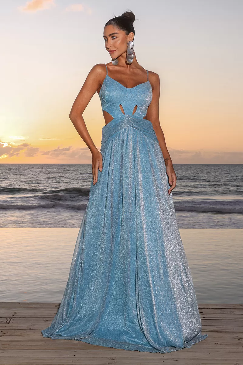 Dot Clothing - Long Dress Dot Clothing Mirabel Lurex Azul Serenity - 2561SERENITY