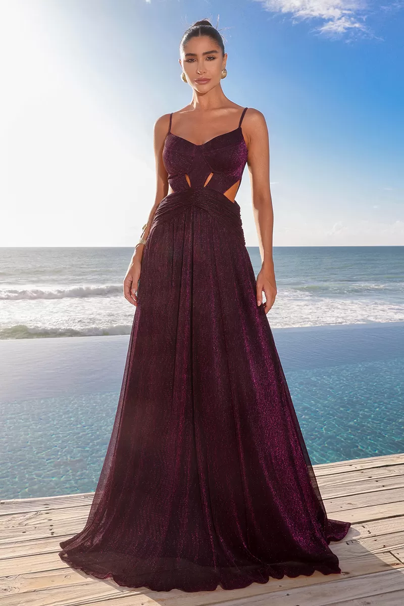 Dot Clothing - Vestido Longo Dot Clothing Mirabel Lurex Uva - 2561UVA