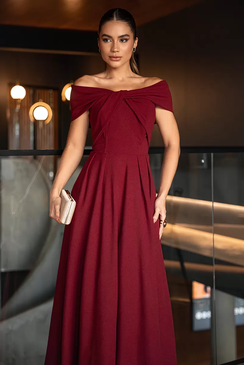 Dot Clothing - Dress Longuete Dot Clothing Cleo Shoulder to Shoulder Marsala - 2644MARSALA