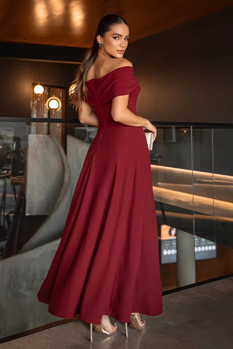 Dot Clothing - Dress Longuete Dot Clothing Cleo Shoulder to Shoulder Marsala - 2644MARSALA