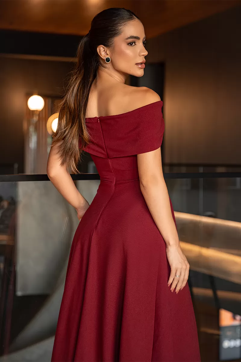 Dot Clothing - Dress Longuete Dot Clothing Cleo Shoulder to Shoulder Marsala - 2644MARSALA