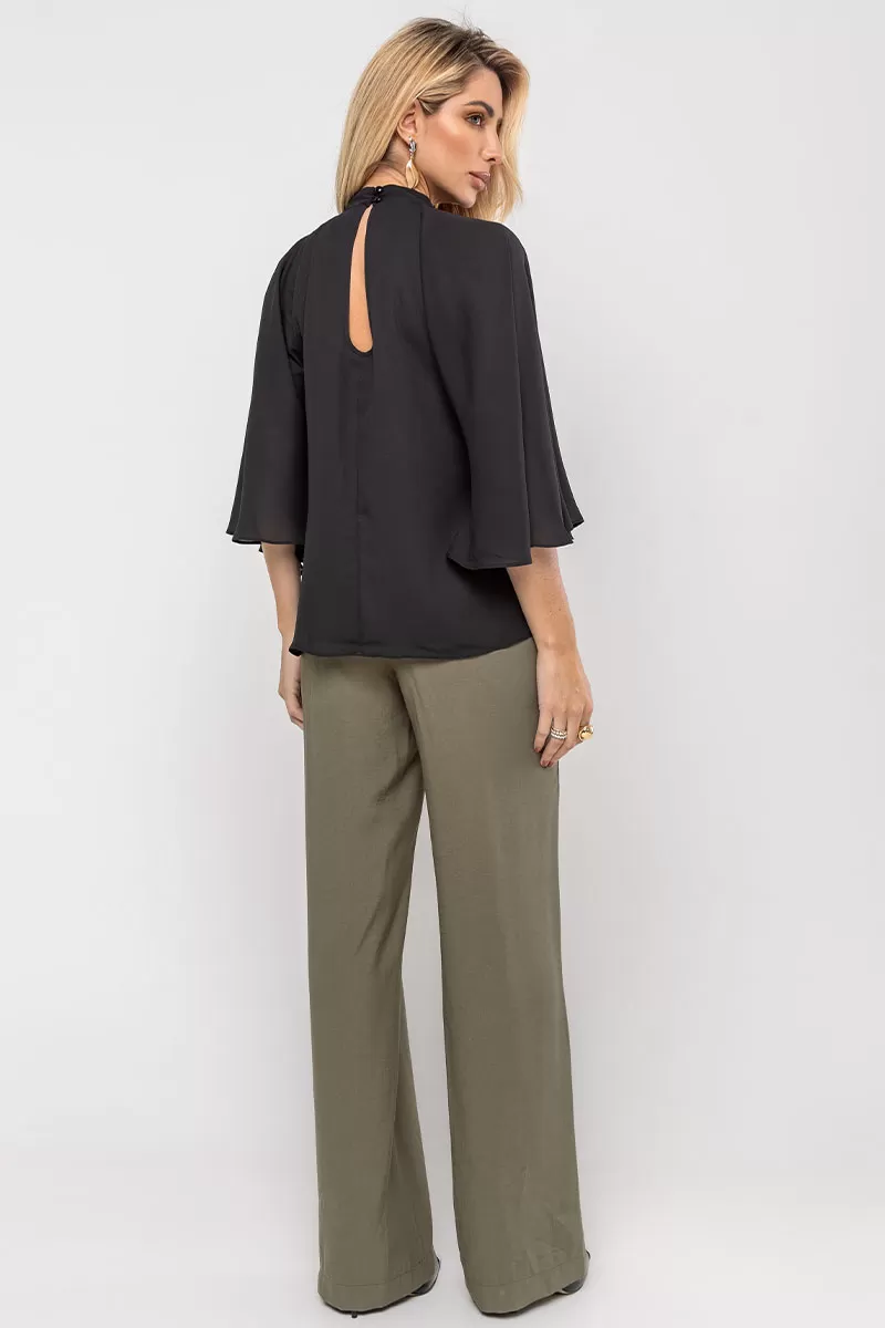 Miss Misses - Crepe Vanda Shirt Overlay with Black Button - 54516001