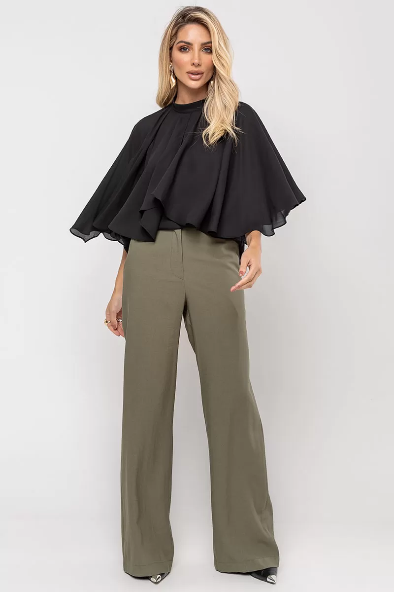 Miss Misses - Crepe Vanda Shirt Overlay with Black Button - 54516001