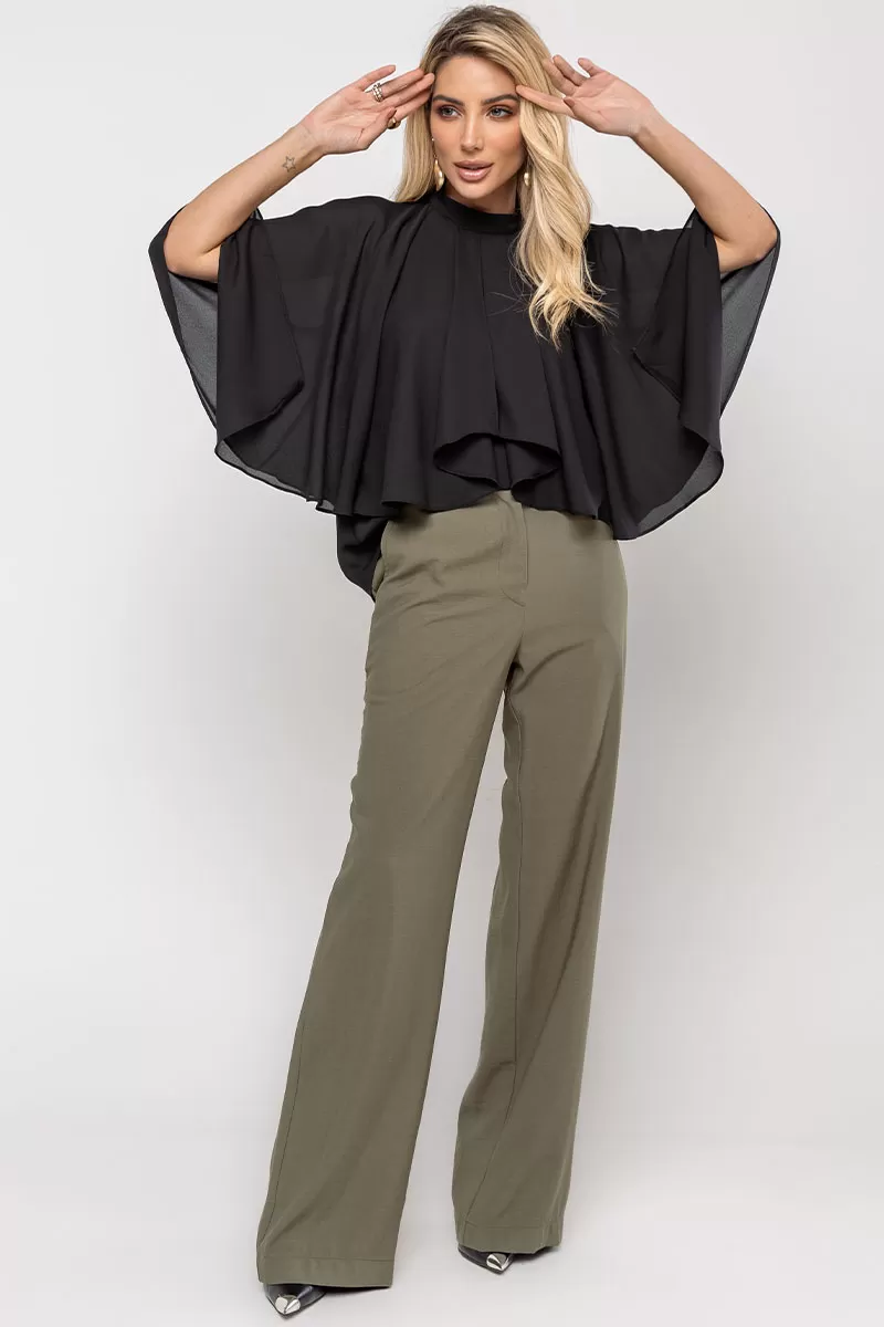 Miss Misses - Crepe Vanda Shirt Overlay with Black Button - 54516001