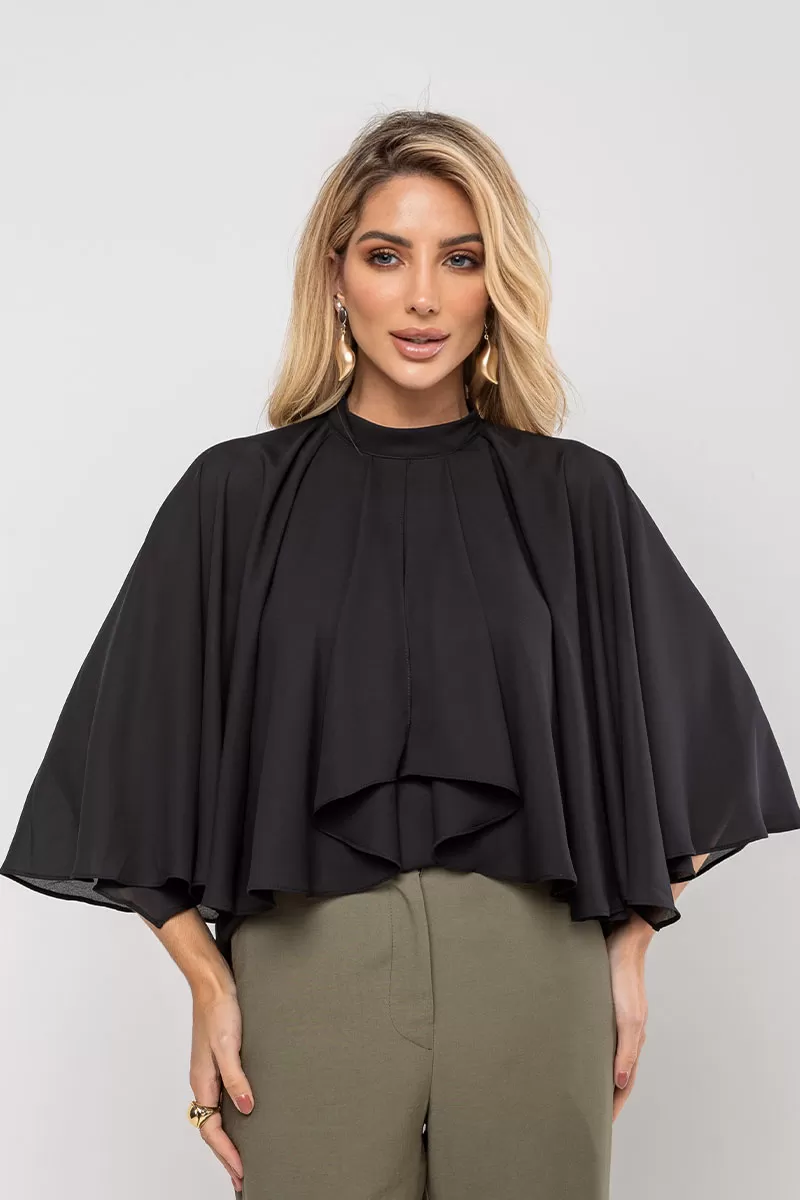 Miss Misses - Crepe Vanda Shirt Overlay with Black Button - 54516001