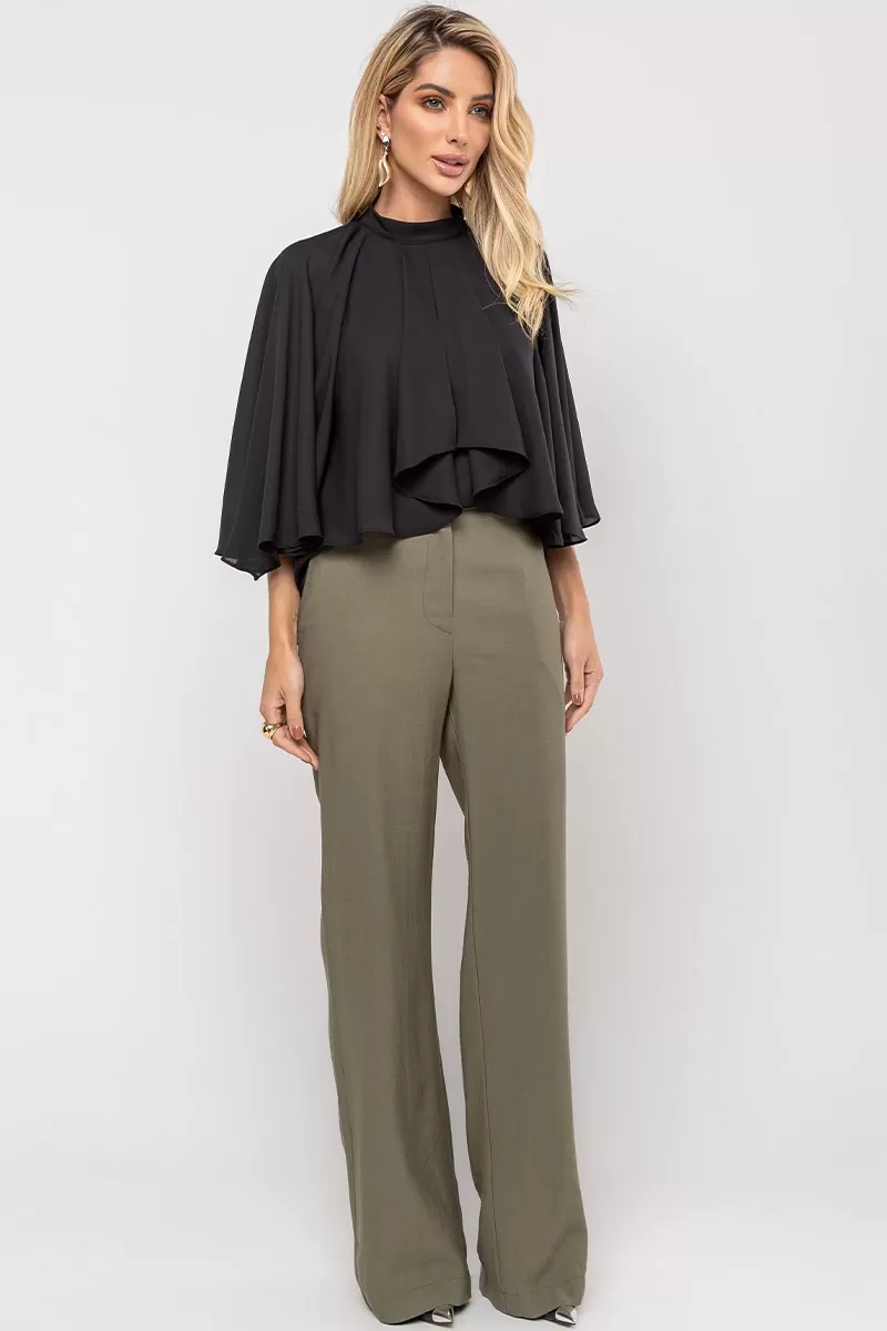 Miss Misses - Crepe Vanda Shirt Overlay with Black Button - 54516001