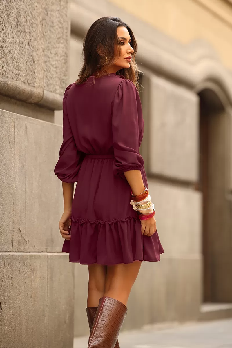 Miss Misses - Fatima Crepe Dress with EC Frill and Buttons - 54501006