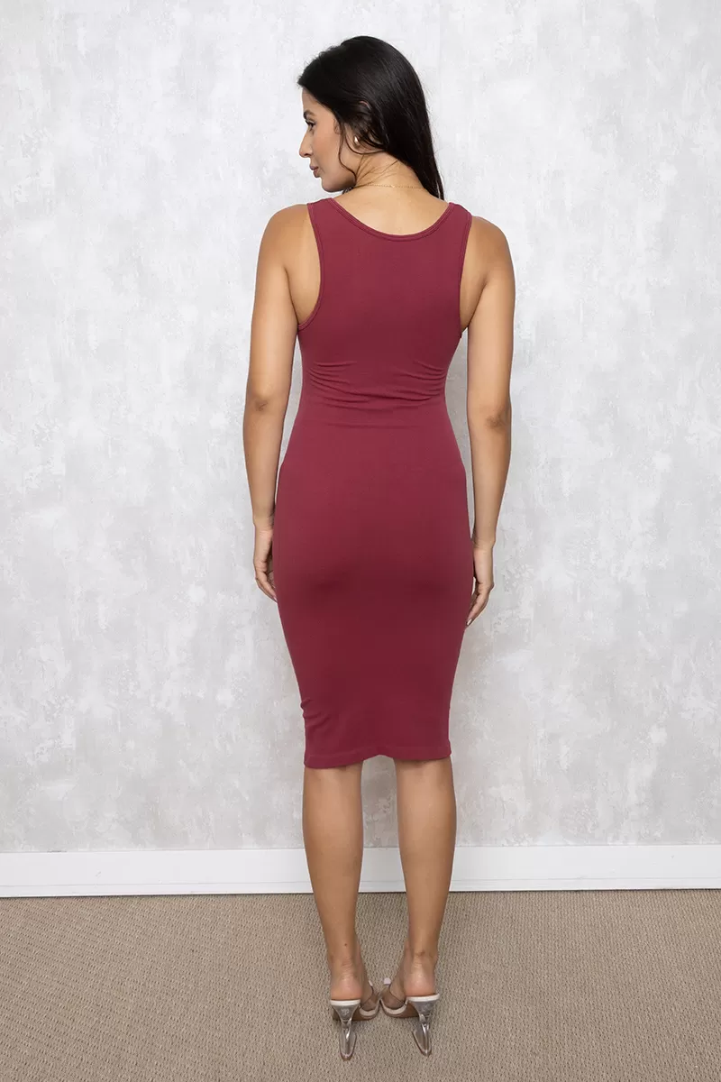 Dress Us - Vestido Midi Regata Canelado Justo Bordo - 130043BORDO